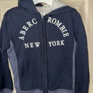 Abercrombie Kids Blue and White Zip-Up Hoodie